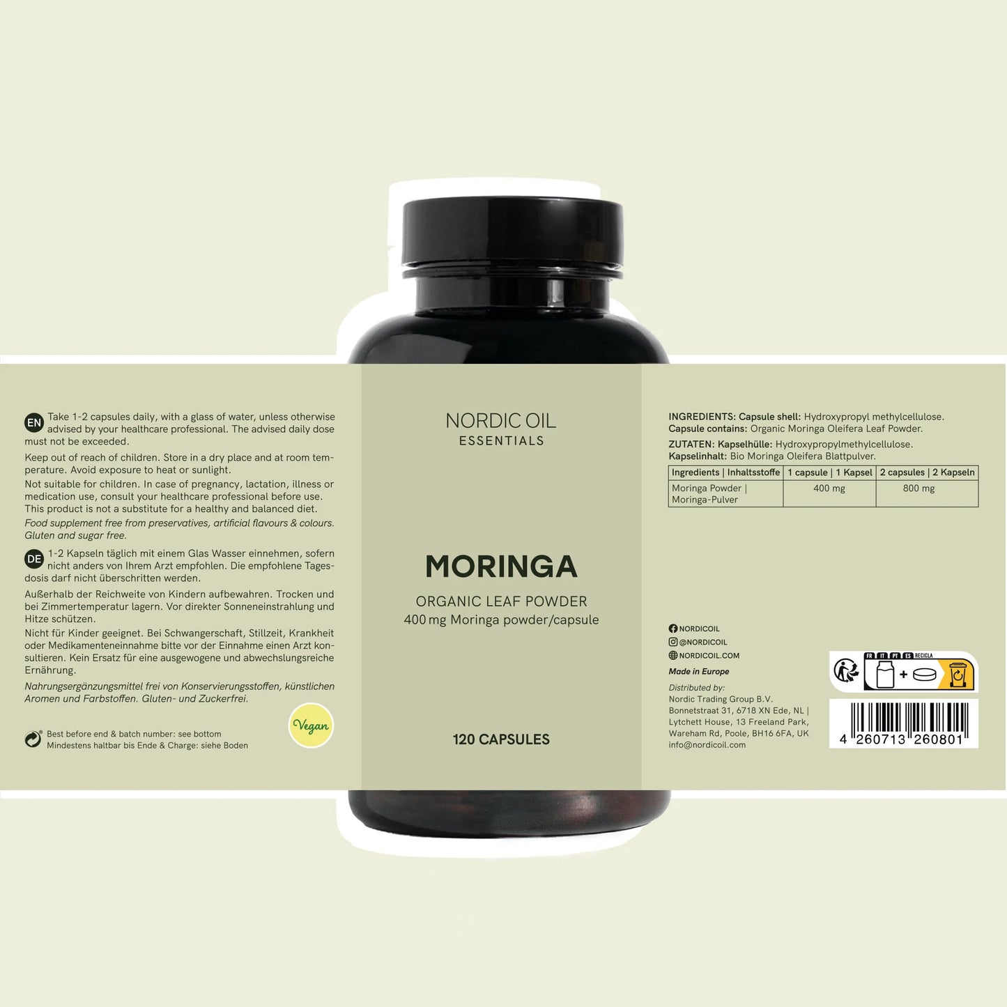 Moringa-pulverkapslar
