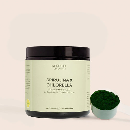 Spirulina- och chlorellapulver